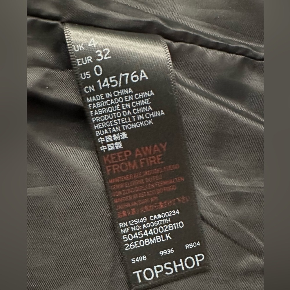 Topshop Women's Black 100% Polyester Cropped Biker Jacket Ladies Zipper Pocket - Picture 8 of 12